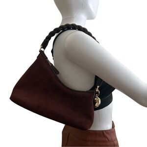Aupen Nirvana Suede shoulder bag in chocolate